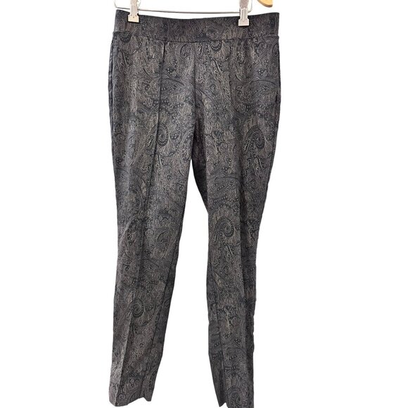 🍒 2/$20 🍒 Black with Gold Brocade Design Nine West Women's Slacks sz 6 - Picture 1 of 7